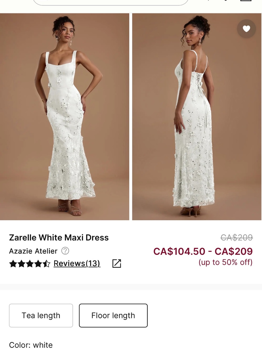 Azazie White Floral Appliqué Maxi Dress - Picture 1 of 1